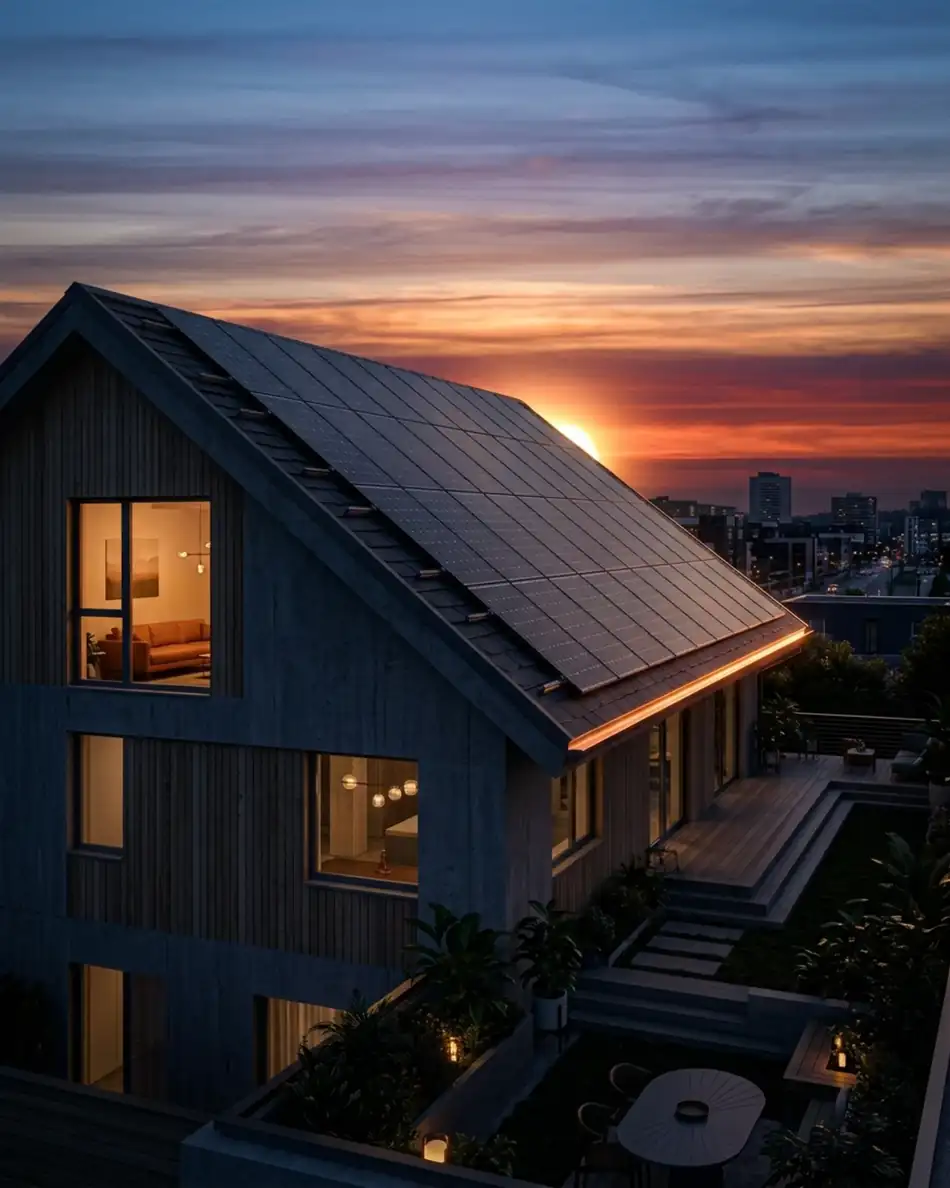 Imagen ilustrativa de paneles solares en una vivienda